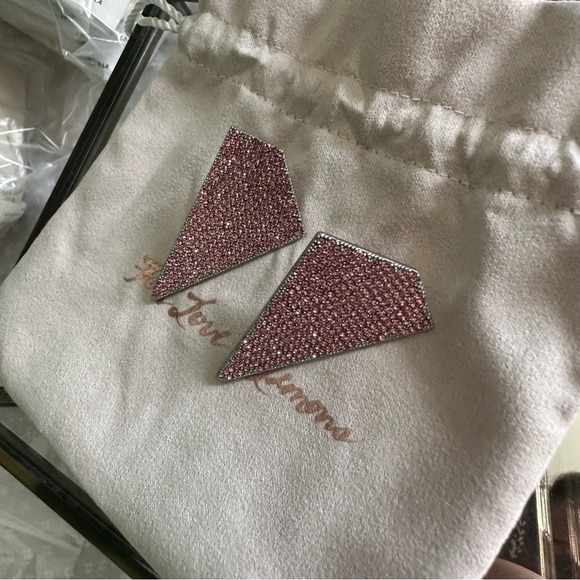 NWT For Love and Lemons Robin Crystal Earrings in Pink - Picture 5 of 6